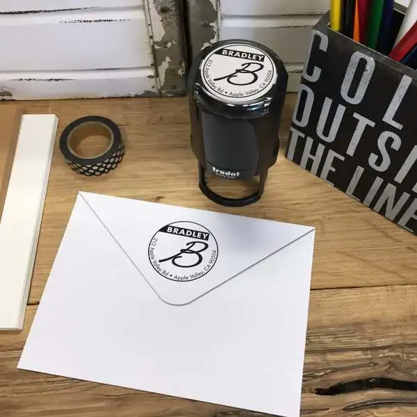 

Personalized Round Self-Inking Rubber Stamp - The Bradley