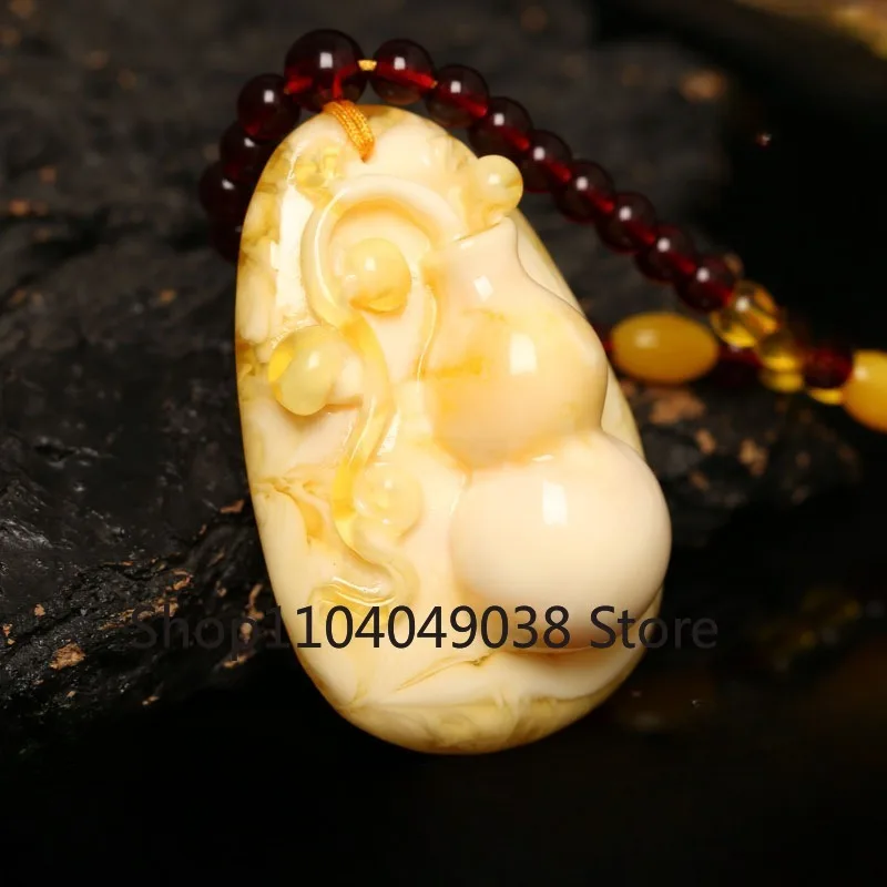 Желтое и белое ожерелье из янтарного пчелиного воска для мужчин женщин ювелирные