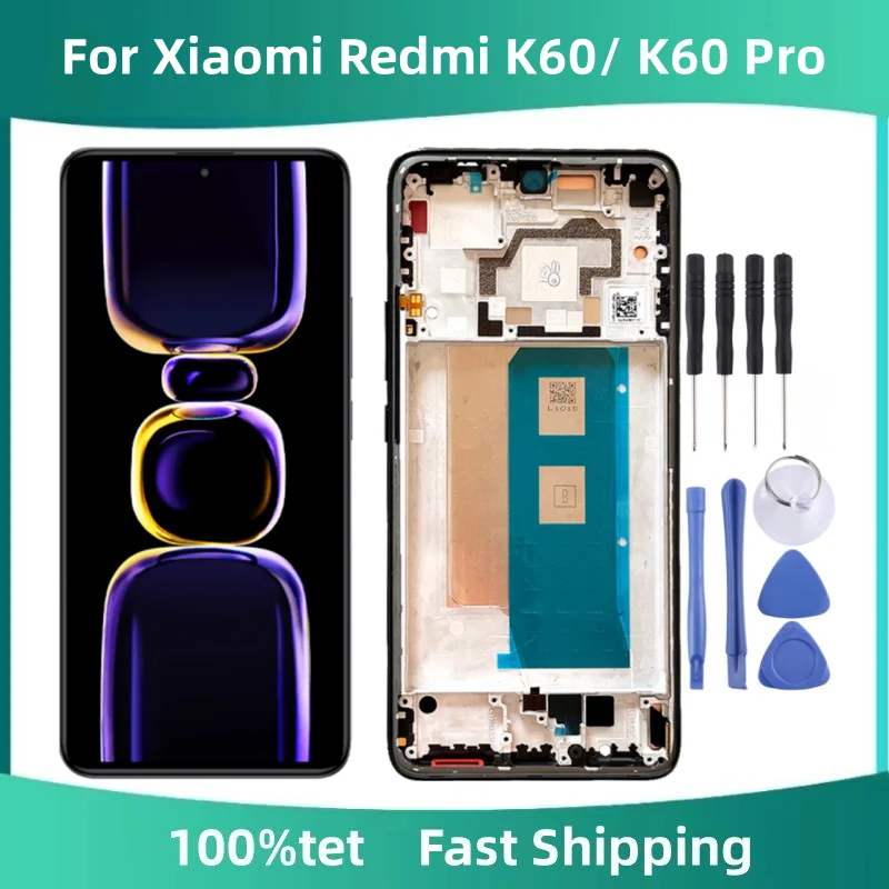 

ЖК-дисплей 6,67 дюйма для Xiaomi Redmi K60 Pro, сенсорный экран с рамкой для Redmi K60, дисплей, ЖК-экран, запасные части