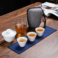 ceramic travel tea set outdoor car convenient mini one pot four cups quick brew chinese kung fu teapot tea cup set