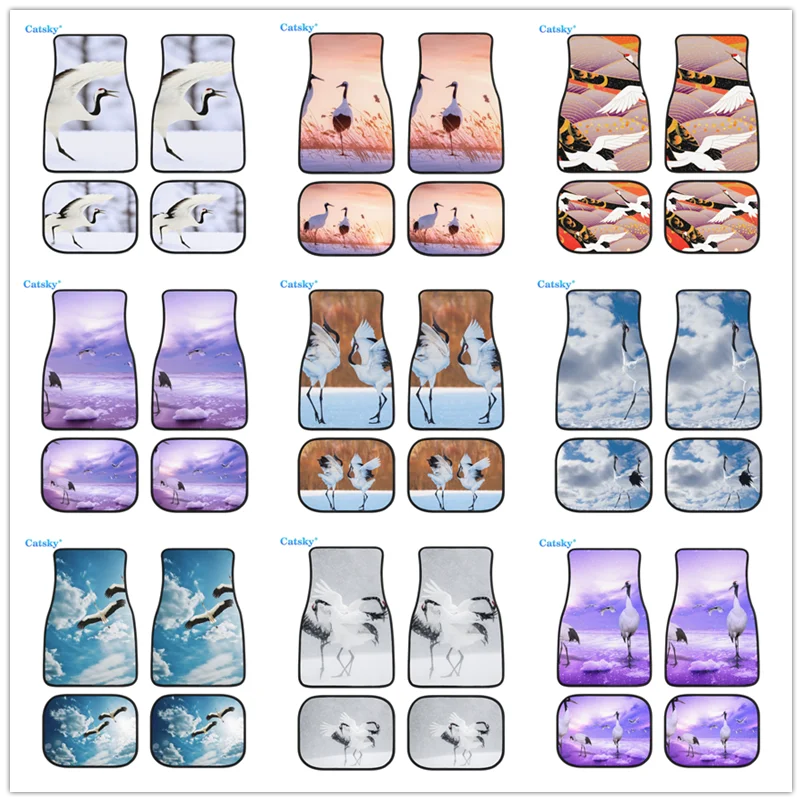 

Автомобильные коврики с рисунком животных и журавлей, комплект из 4 предметов для защиты спереди и сзади, ковер универсальный, все стили для внедорожников, грузовиков