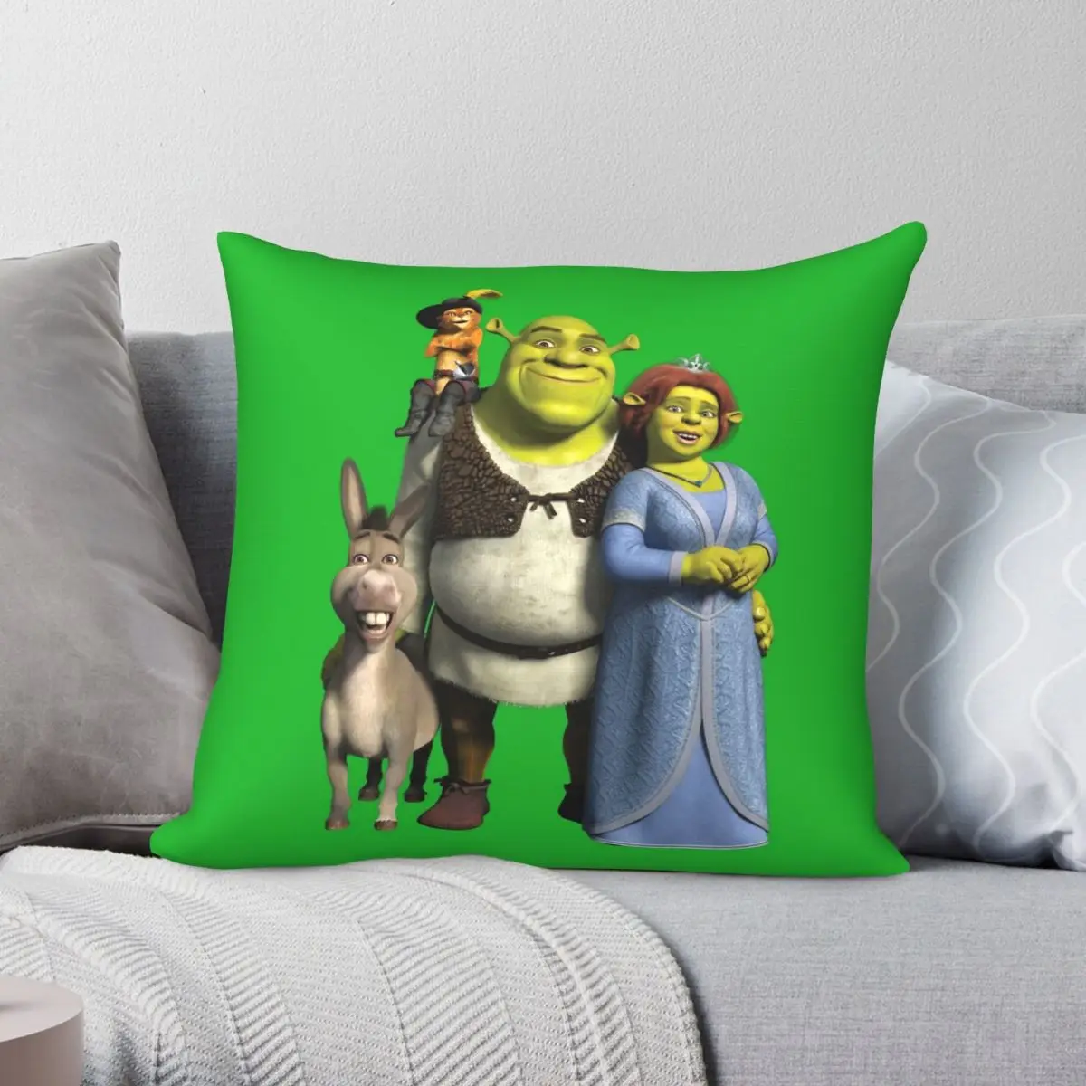 

Квадратный чехол для подушки The Шрек Family, полиэстеровый льняной бархатный креативный декоративный чехол для подушки на молнии, чехол для кр...