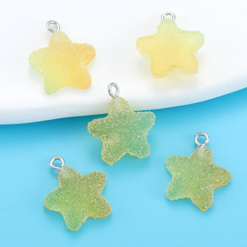 10 шт. красочные медведи звезды сердечки подвески смоляные кабошоны блестящие