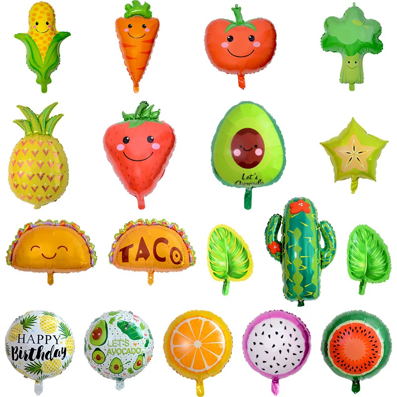 

10pcs Fruit Watermelon Pineapple Orange Foil Balloon Cactus Happy Birthday Balloons Wedding Holiday Festival Decoration Toy