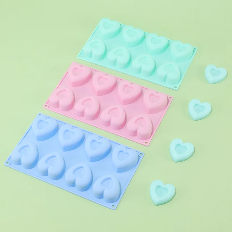 

Heart-Shaped Cake Mold Double-Layer Silicone 8 Holes Love Pudding Yogurt Jelly Mould DIY Handmade Biscuit Soap Mold Baking Tool