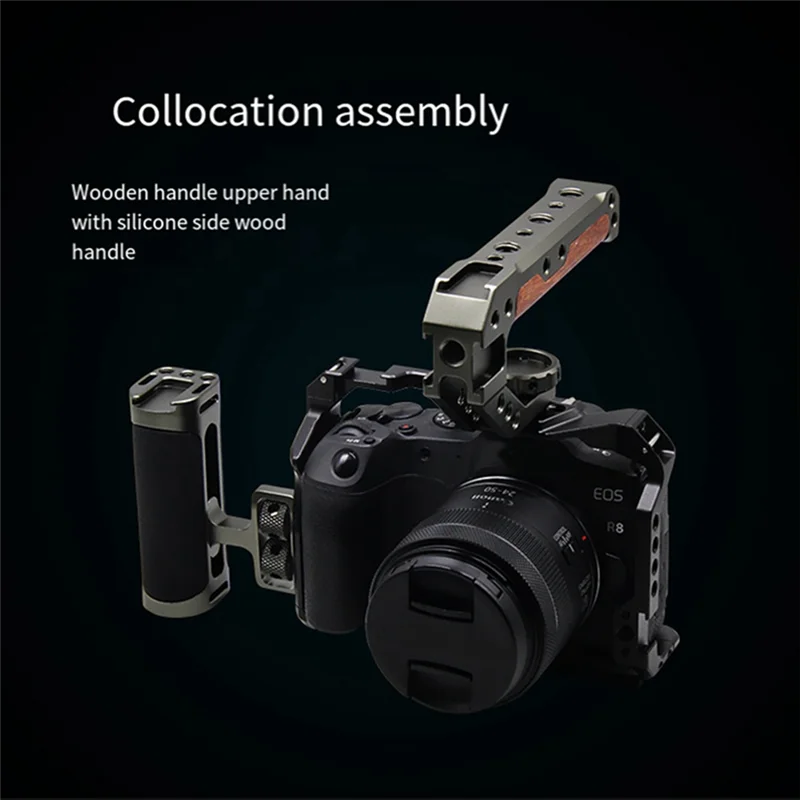 Фото Клетка для камеры Canon EOS R8, крепление для холодного башмака ARRI, 3/8 дюйма, 1/4 дюйма, верхний корпус с отверстием, защитная рамка для камеры DSLR-ABVP №3