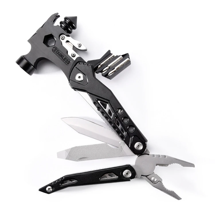 

16 In 1 Outdoor Survival Multipurpose Hammer Camping Climbing Pliers Camping Portable Folding Knife Pocket EDC Tool