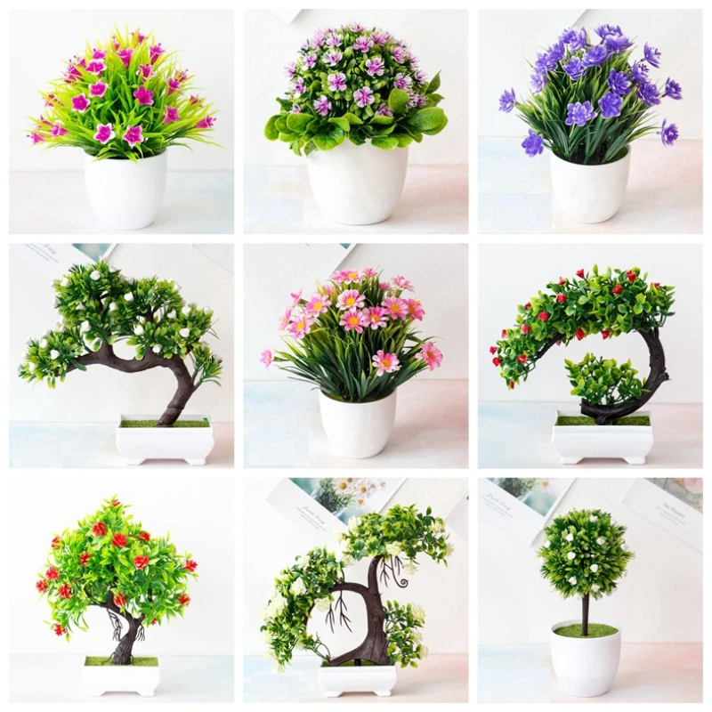 1pc Fake flower simulation bonsai potted living room office pastoral style decoration ornaments home garden supplies