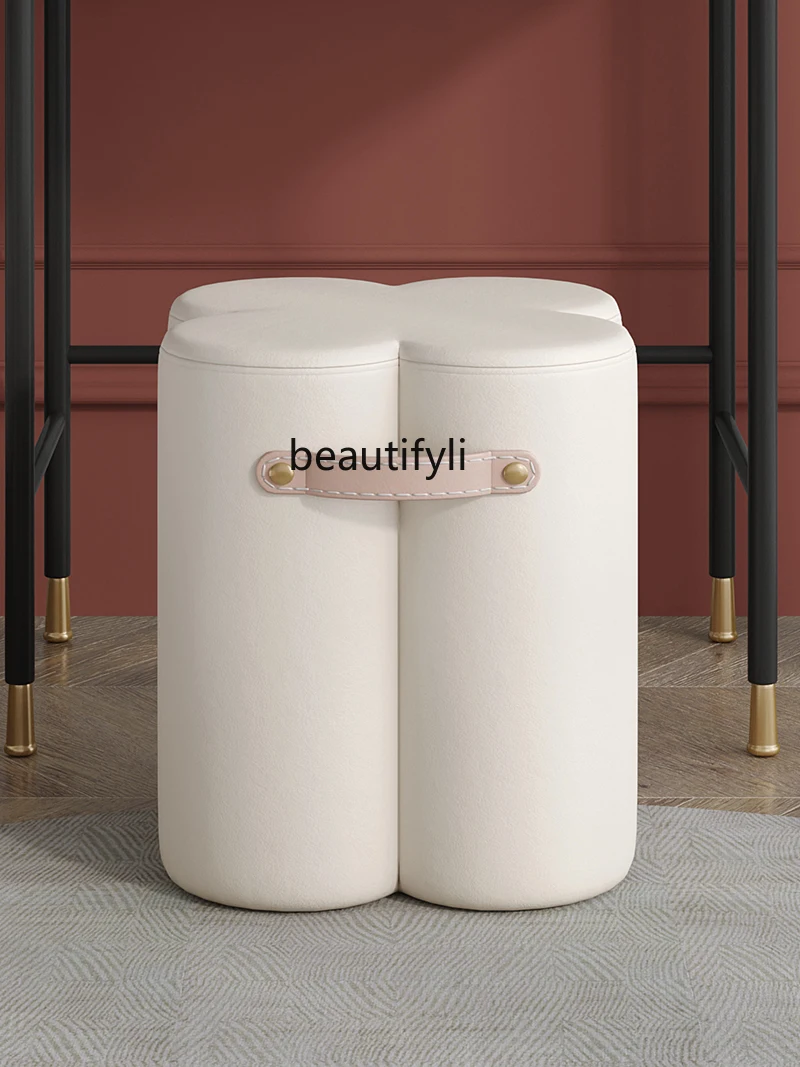 

zqDresser Stool Makeup Stool Light Luxury Advanced Chair Leather Low Stool Small Stool