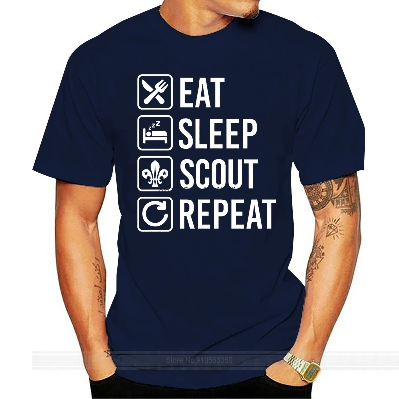 

Eat Sleep Scout Repeat Funny T Shirt Boy Scouting Mens Shirts Short Sleeve Trend Clothing 100 % T Shirt For Boy