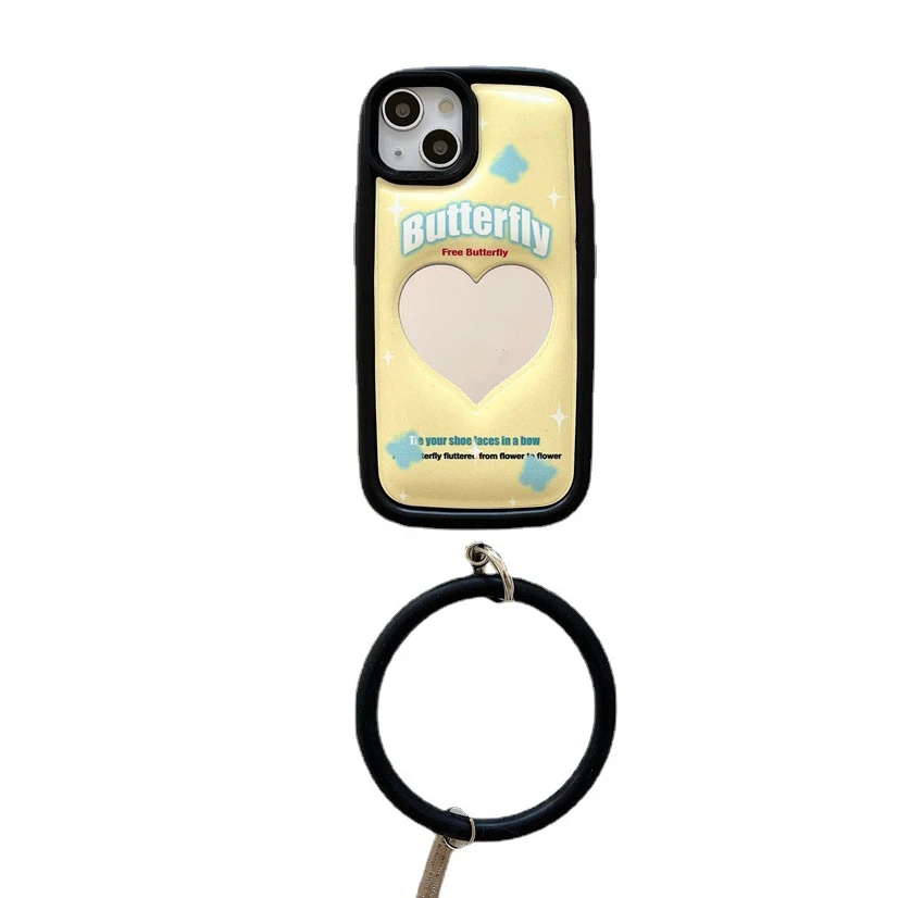 

Love Shape Makeup Mirror Case For Iphone X Xr Xs 12 13 11 14 Pro Max Soft Side Hard Shell Three-Dimensional Backplant Phone Case