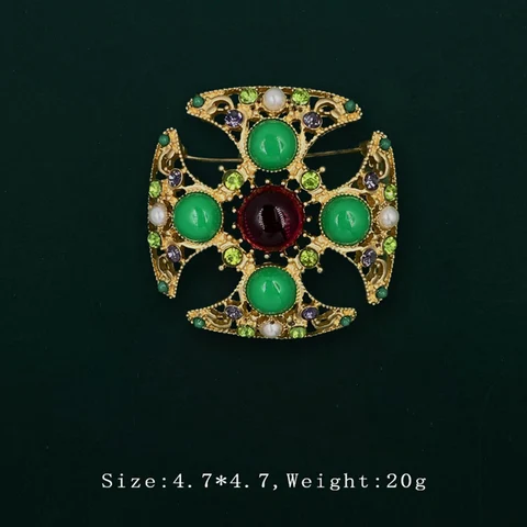 Золотые винтажные броши барокко с кристаллами и жемчугом