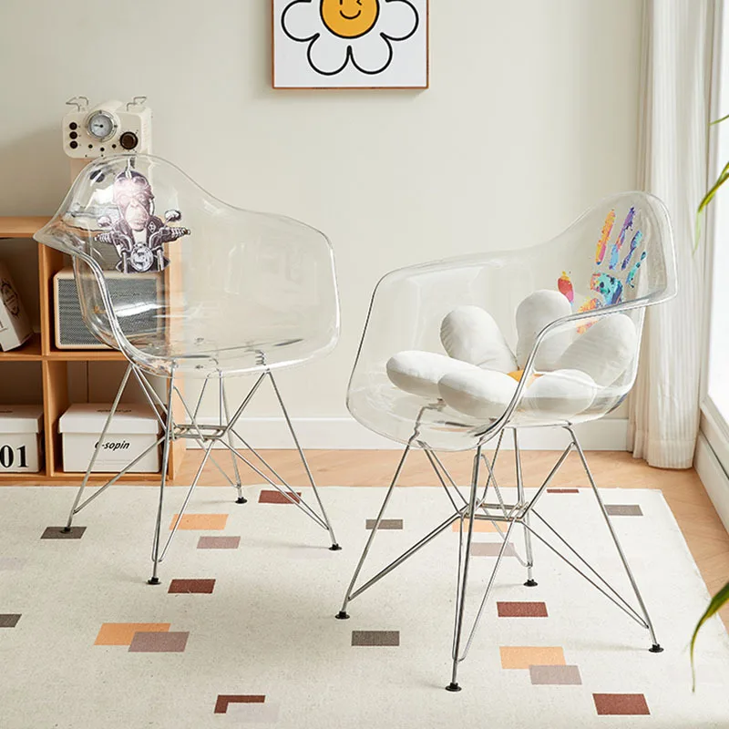 Пластиковые модные обеденные стулья прозрачные в скандинавском стиле для