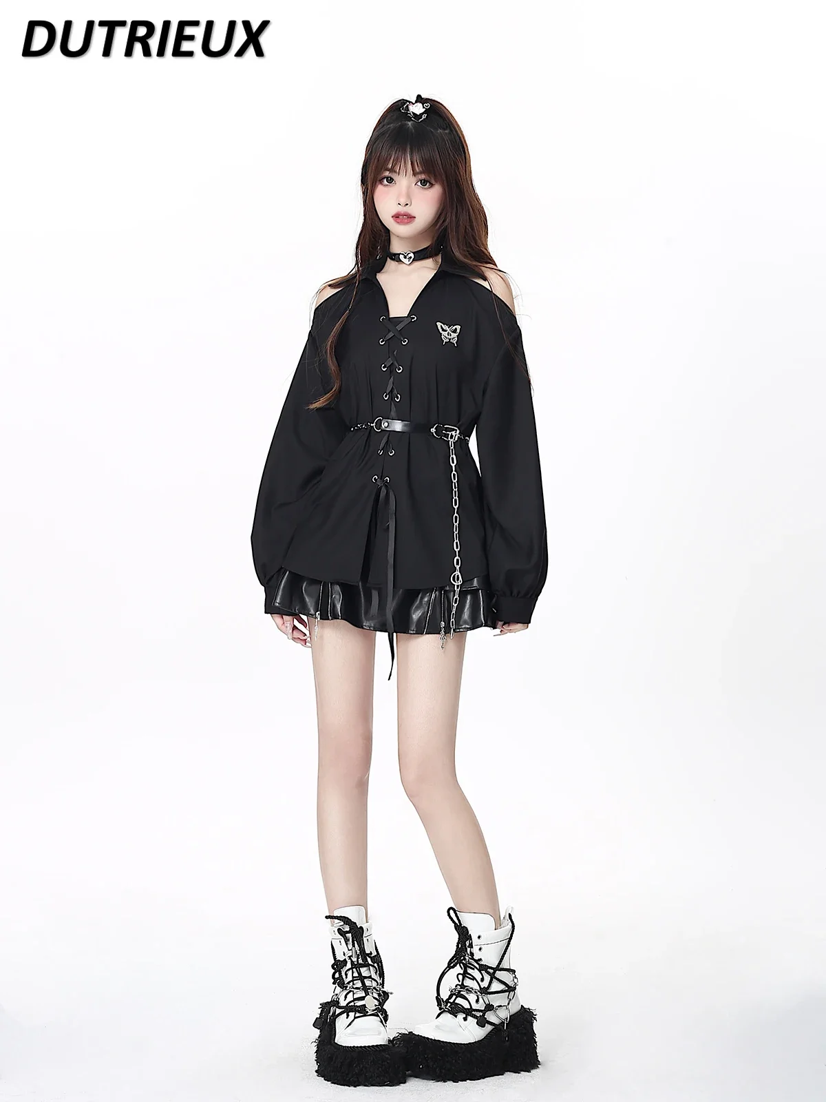 Японская оригинальная рубашка с открытыми плечами Pure Desire весенне-летняя