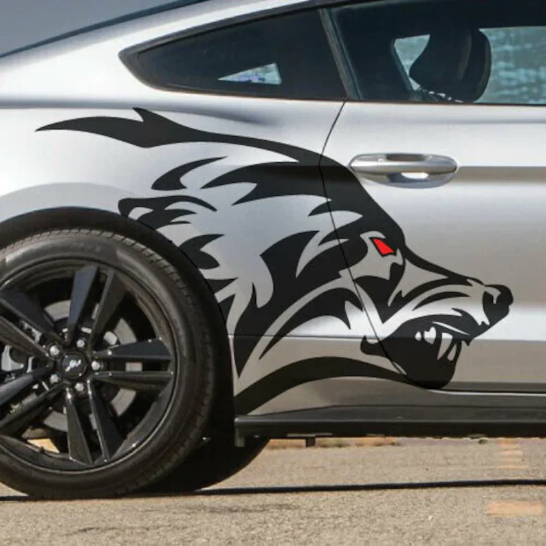 

x2 - Wolf Side Coyote Fits Mustang Vehicle Decal Graphic Sticker Truck Vinyl