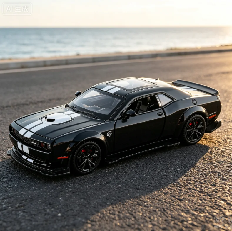Фото Модифицированная модель автомобиля Red-Eyed Hellcat из сплава, масштаб 1:32, с функцией отката, звуком и светом, ретро-спортивный автомобиль Qingba №1