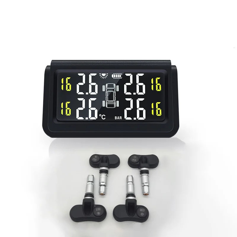

Солнечная беспроводная система контроля давления в шинах TPMS автоматическое охранное устройство сигнализации цифровой цветной дисплей с 4 датчиками