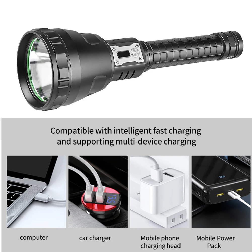 

Фонарик XHP90 светодиодный Мощный, лм, 5 режимов, USB