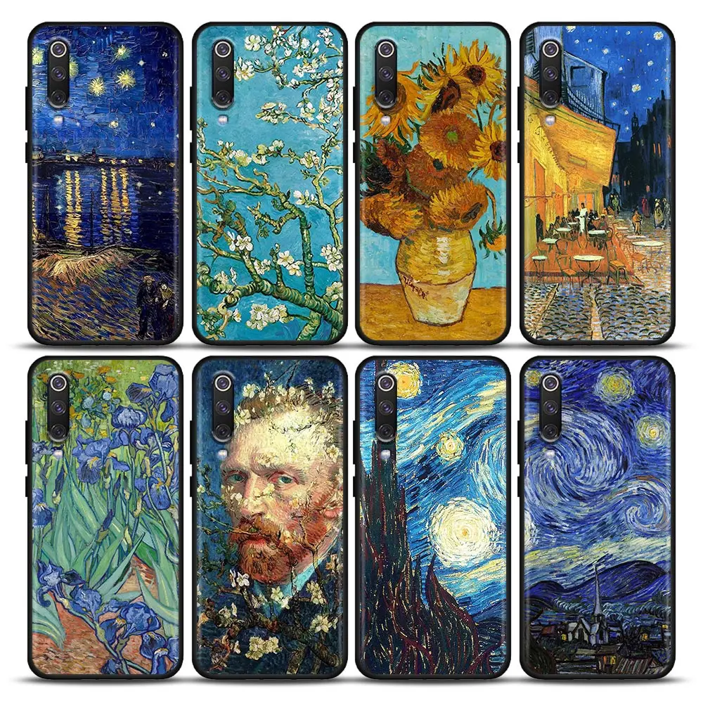 

Starry Van Gogh Oil Painting Sunflower Funda For Xiaomi Mi 9T Pro 10 10T 10s CC9 9 Pro 8 Lite Case Back Cover Mi Note 10 Lite 9T
