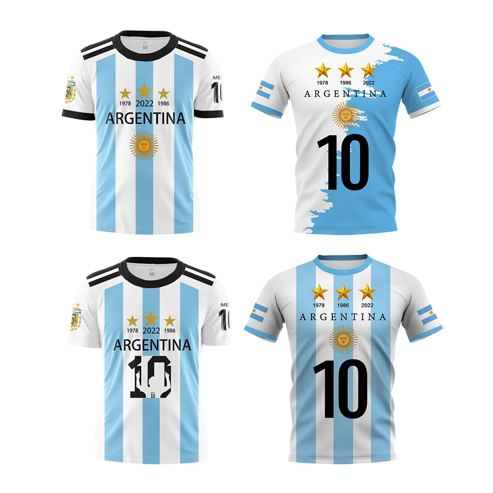 

New Argentina Shirt 2022 Three Star Logo Fan Commemorative Short Sleeves Harajuku Hot Men's T-shirt 3d Printing Classic Tees