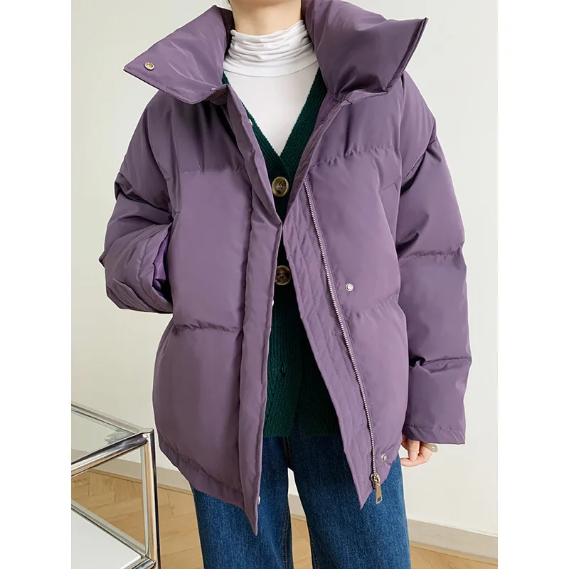 2022 Winter Cotton Clothing Women Short Collar Jacket Loose Chic Bread Clothing Warm Windproof Clothes