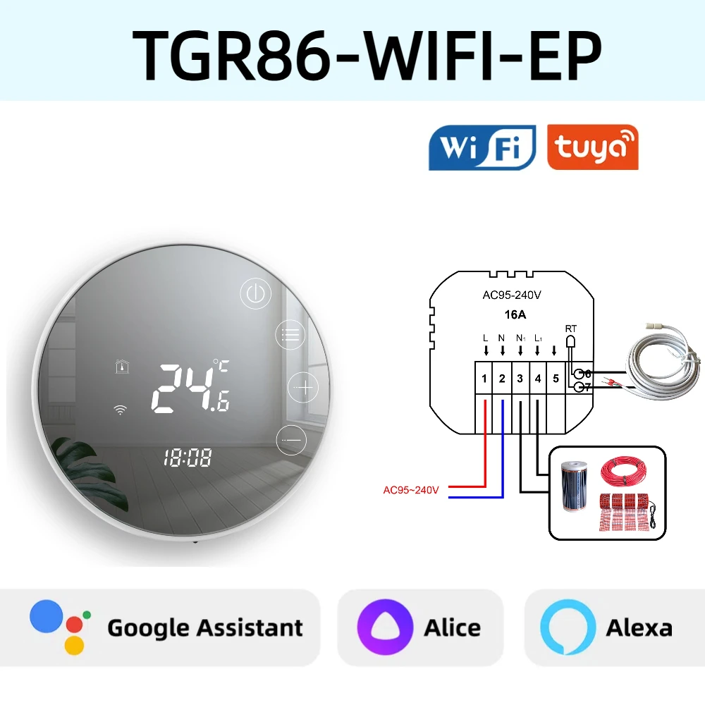 

Beok TGR86-WIFI-EP Умный термостат для теплых полов