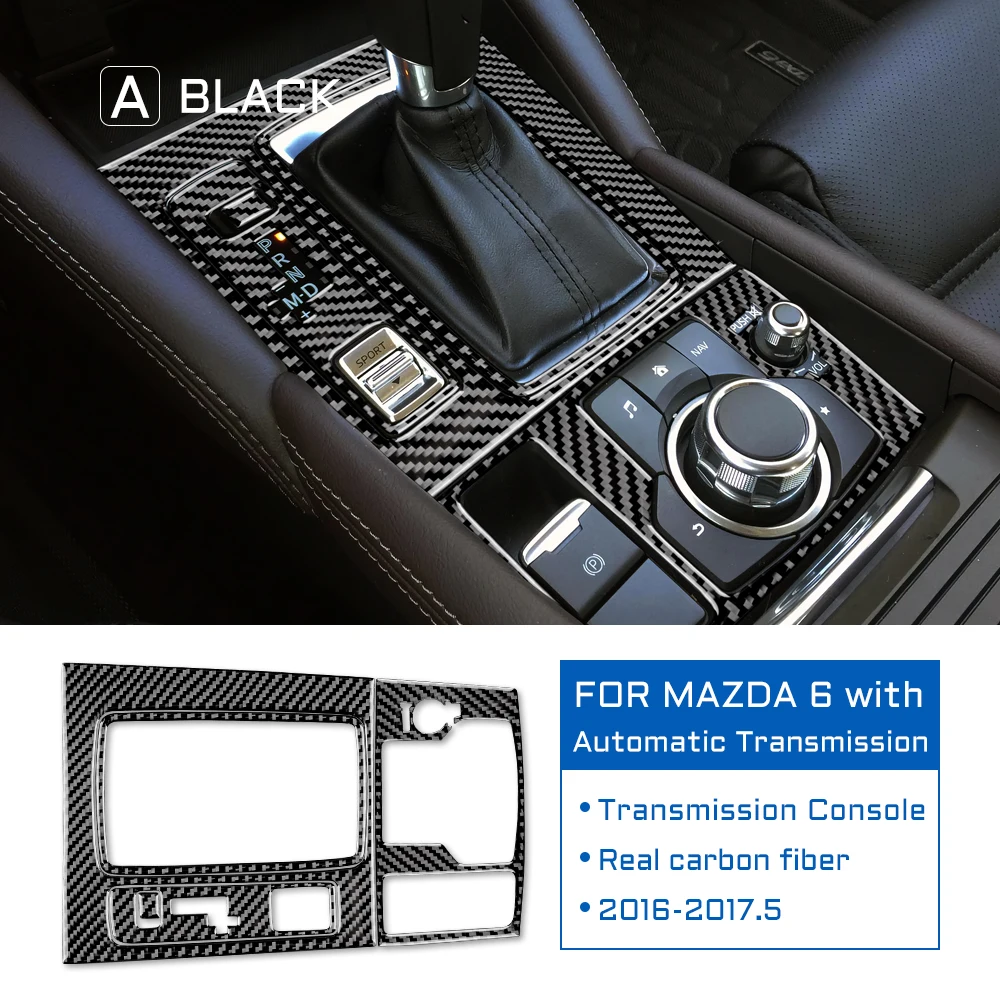 

Настоящее углеродное волокно, автомобильная панель переключения передач, акцентная наклейка для Mazda 6, автоматическая коробка передач 2016 2017, аксессуары для отделки