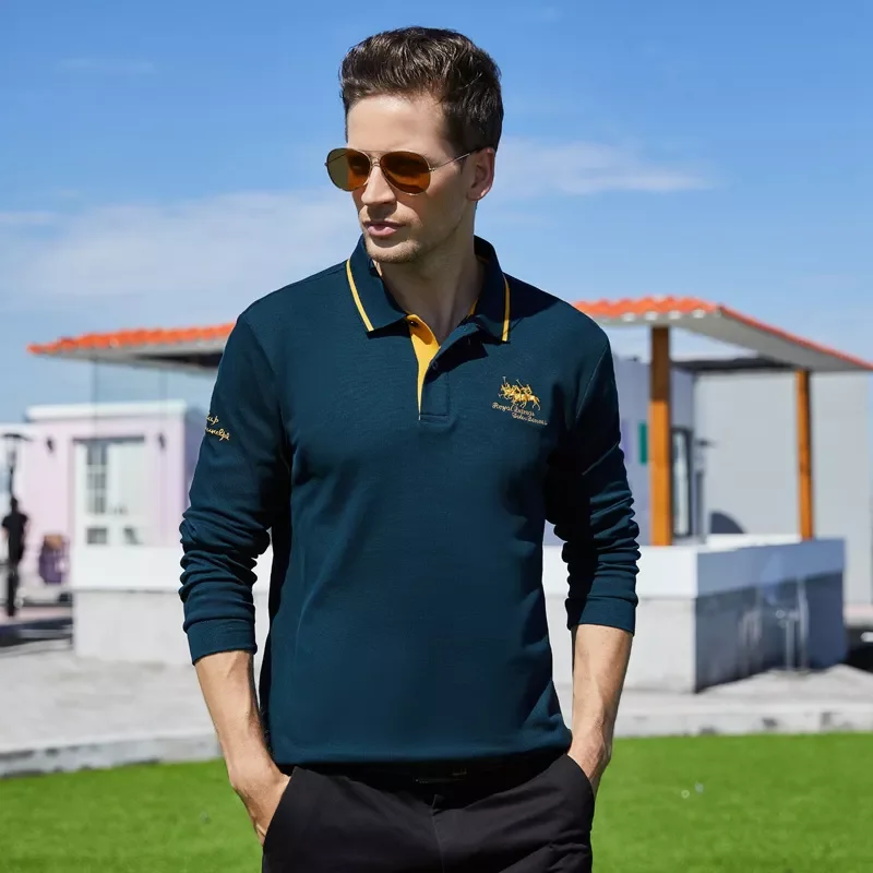 

Paul Polo Shirt Men's Long Sleeve T-shirt Autumn Cotton Lapel Loose Plus Size Men's Shirt Men's Business