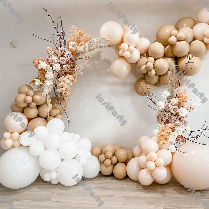 

107pcs Boho Wedding Balloons Garland Baby Shower Decoration Doubled Cream Peach Apricot White Balloon Arch Birthday Party Decor