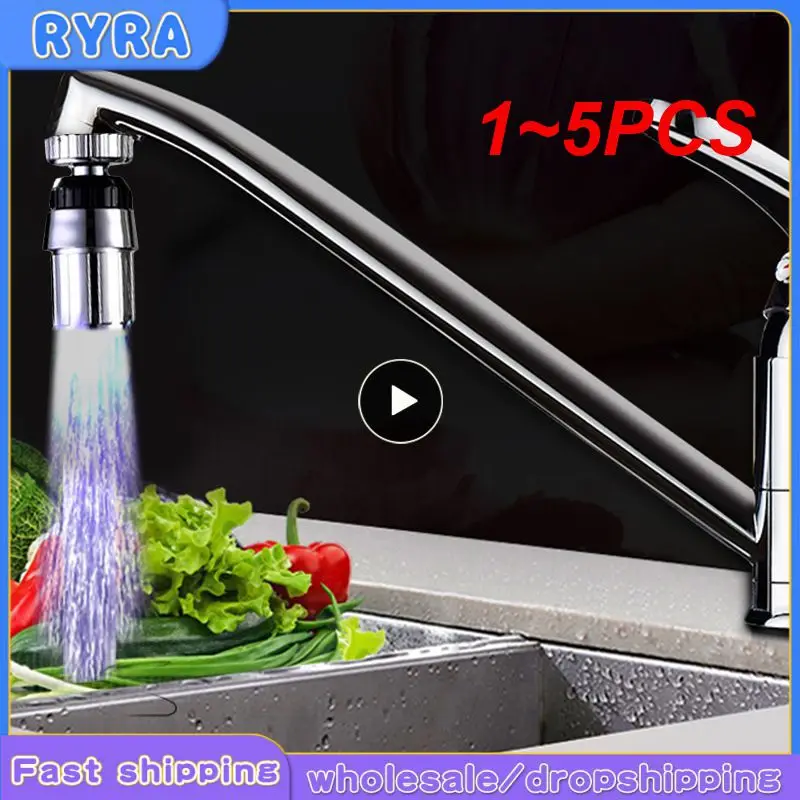 

1~5PCS Colors Changing Glow LED Tap Water Faucet Bathroom Kitchen Lamp Temperature-controlled Led Faucet No need