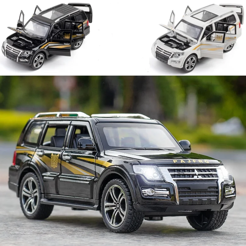 

1:32 Mitsubishi Pajero Alloy Car Model Sound and Light Pull Back Collection Diecast Vehicles Car Toys for Kids