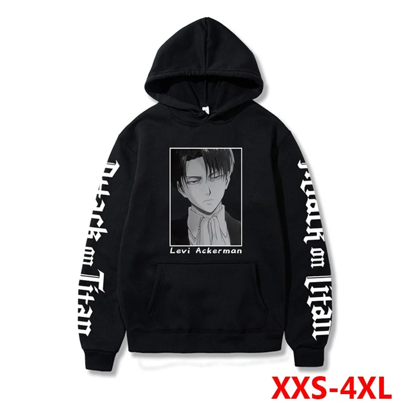 

Anime Attack on Titan Hoodie Cool Levi Ackerman Print Pullover Men Harajuku Sweatshirt Autumn Causal Long Sleeve Hooded Sweater