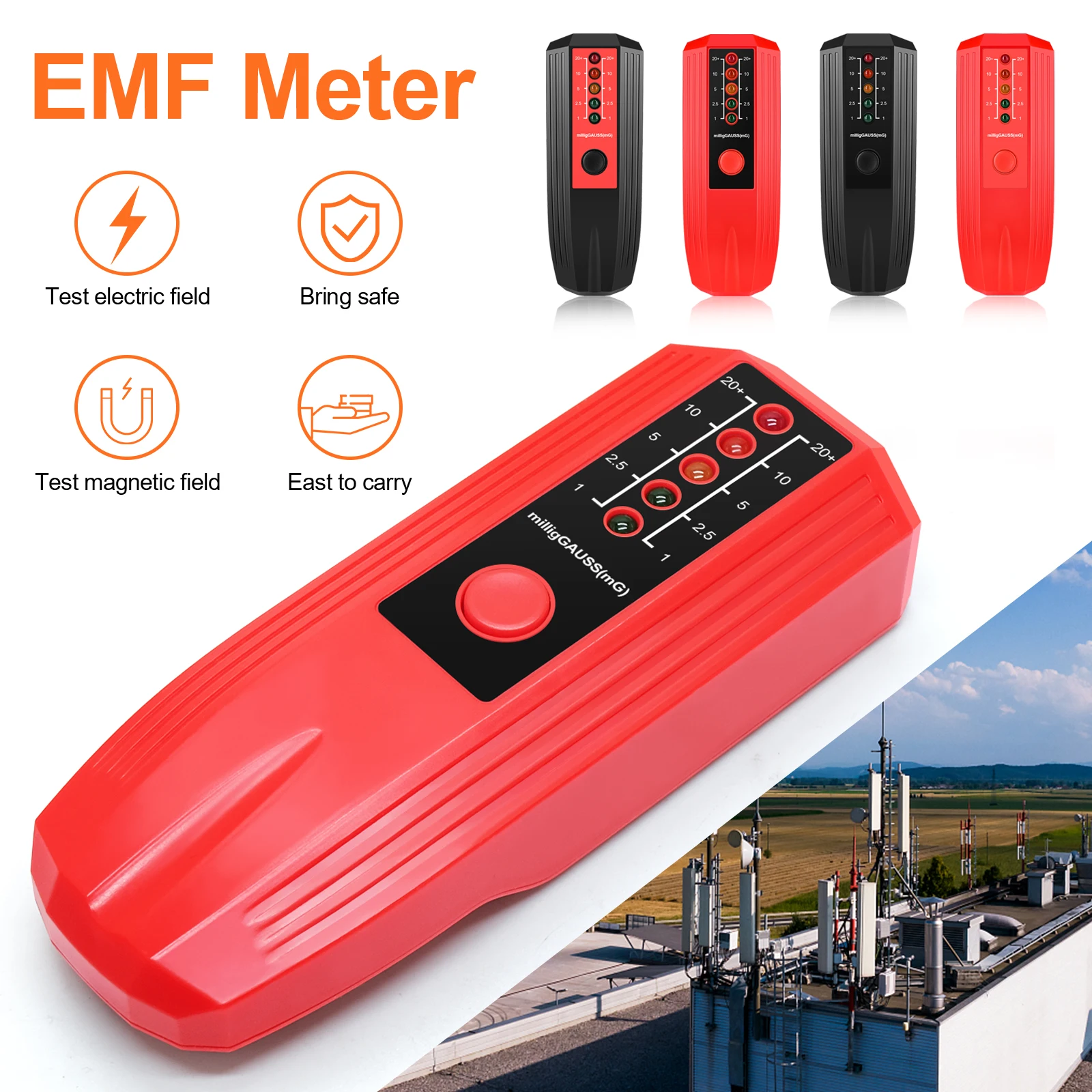 

5 LED Portable Radiation Detector EMF Meter Electromagnetic Field Radiation Detector Handheld Tester Ghost Hunting Gauss Meter