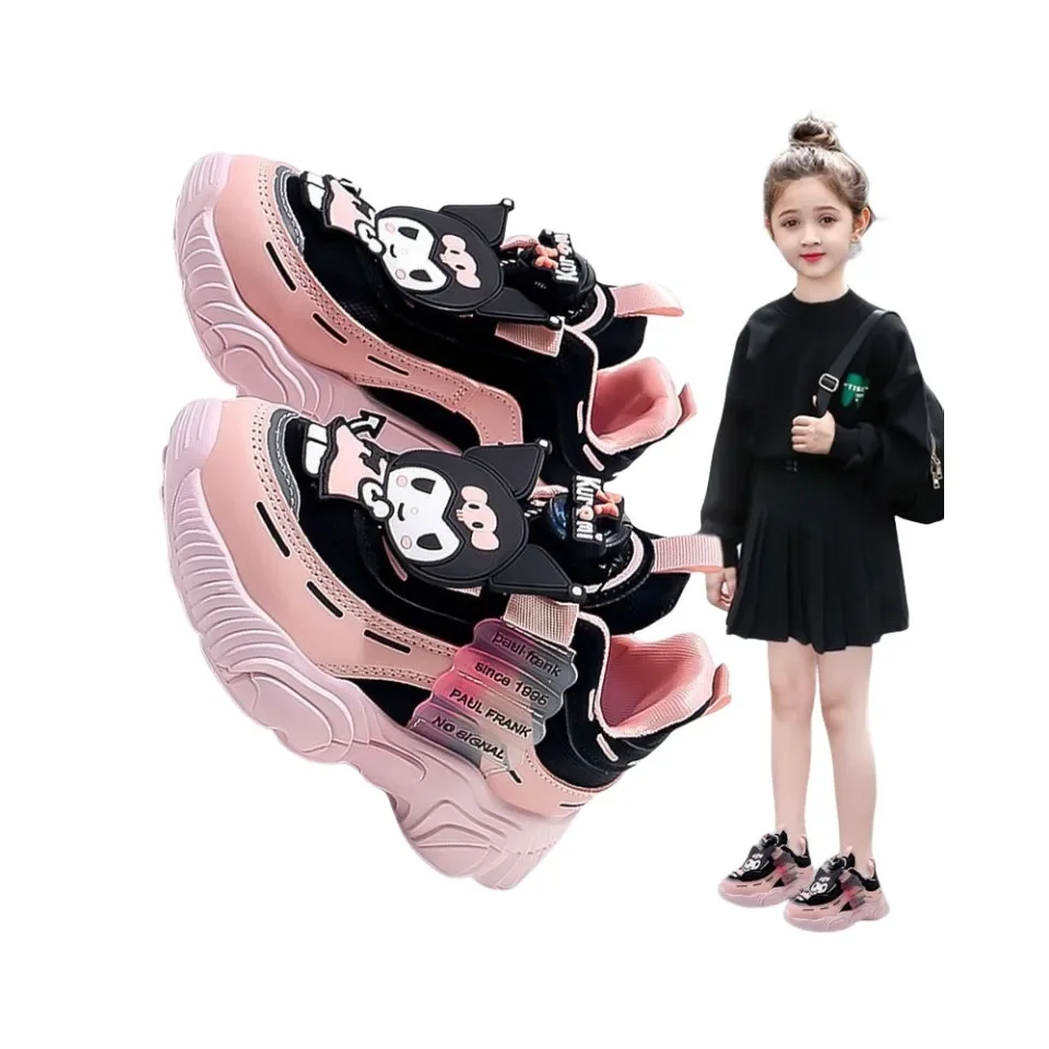 

Детские кроссовки Sanrios hellokittys Kuromi, сезон весна-осень, сетчатая дышащая обувь для папы, универсальная обувь для бега