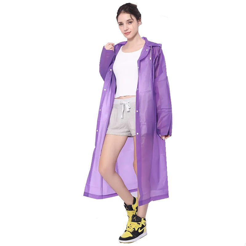 

Fashion Women Raincoat Long Sleeve Hooded Tops Waterproof Rain Coat Women Scrub Tour Waterproof Rainwear Suit Ladies Rainwear