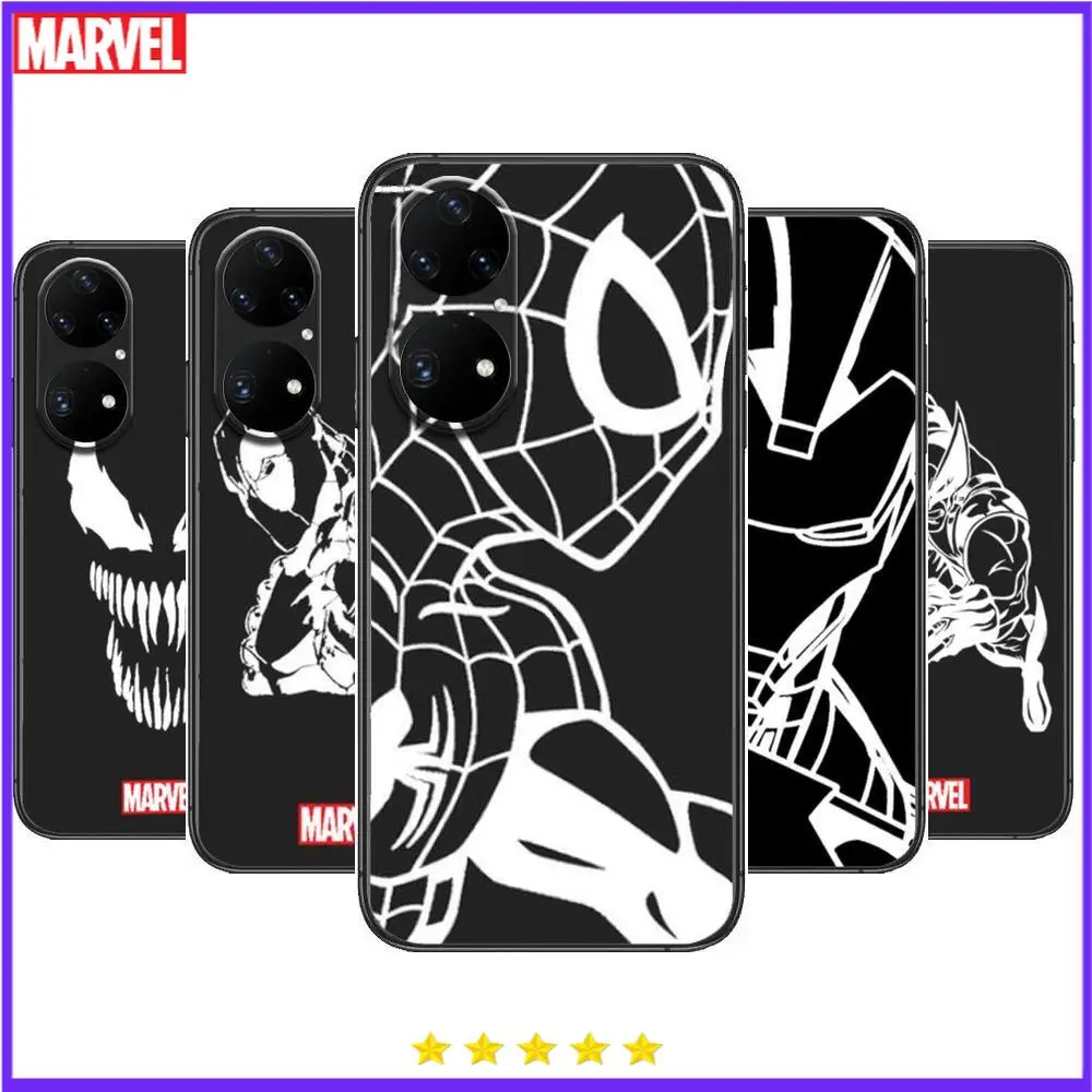 

Marvel Iron Man Spiderman Phone Case For Huawei p50 P40 p30 P20 10 9 8 Lite E Pro Plus Black Etui Coque Painting Hoesjes comic f