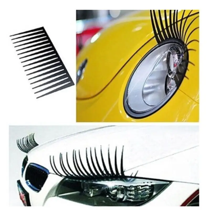 3D Charming Black False Eyelashes Fake Eye Lash Sticker Car Headlight Decoration Funny Decals Car Fake Eye Lash Sticker