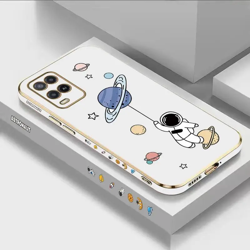 

Interstellar Space Flyers Luxury Plating Phone Case For Oppo A15 A15S A16 A16K A76 A77 A78 A53 A54 A55 A92 A94 A95 A83 F19 Cover