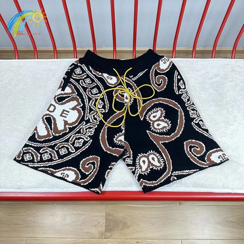 

Винтажные жаккардовые трикотажные шорты с логотипом кешью, ревеня, для мужчин и женщин, большие черные, зеленые, синие, красные бриджи для ревеня 1:1