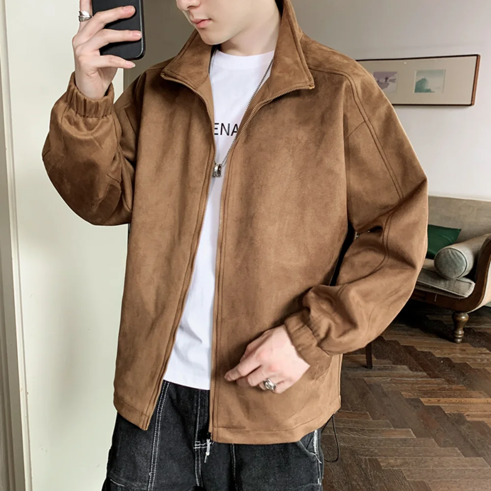

2023 New Suede Men's Coat Spring New Senior Texture Tooling Light Business Casual British Jacket Top Casual Outerwear Coats