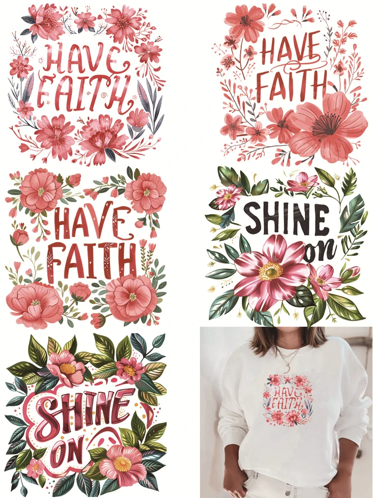 Цветочные шрифт имеют веру/блеск нашивки для одежды полосы джинсов гибкие