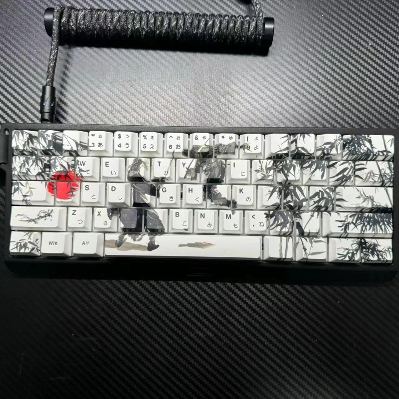 unkowa bambusowa podwójna Anime nasadki na klawisze grawerowane z boku przezroczyste niestandardowe nakładki klawiaturę mechaniczną Cherry/XDA