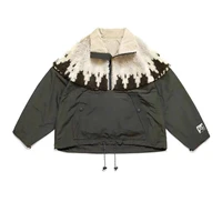 kapital hirata hohiro japan fashion lamb cashmere print stitched half high collar mens and womens army green loose jacket coat