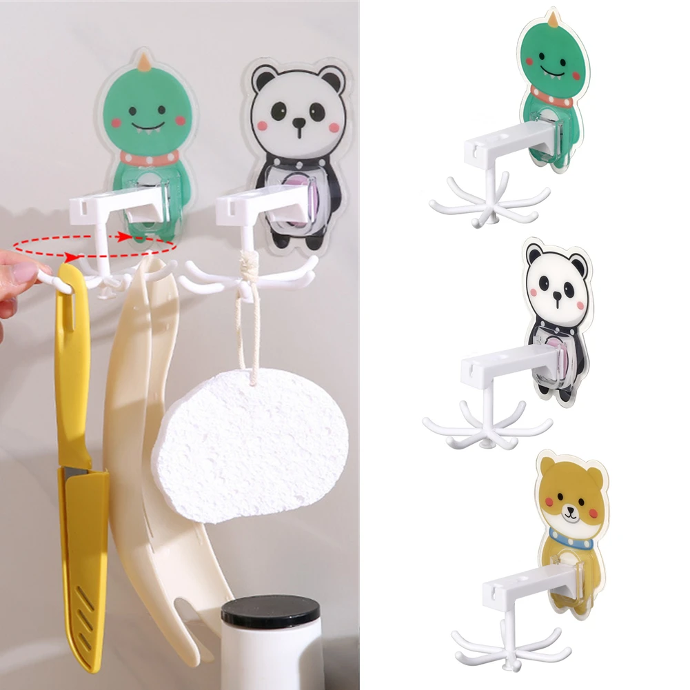 

Self-adhesive Multi-functional Easy-to-install Cartoon Kitchen Bedroom Rotating Hook Saves Space Without Punching 2022 New
