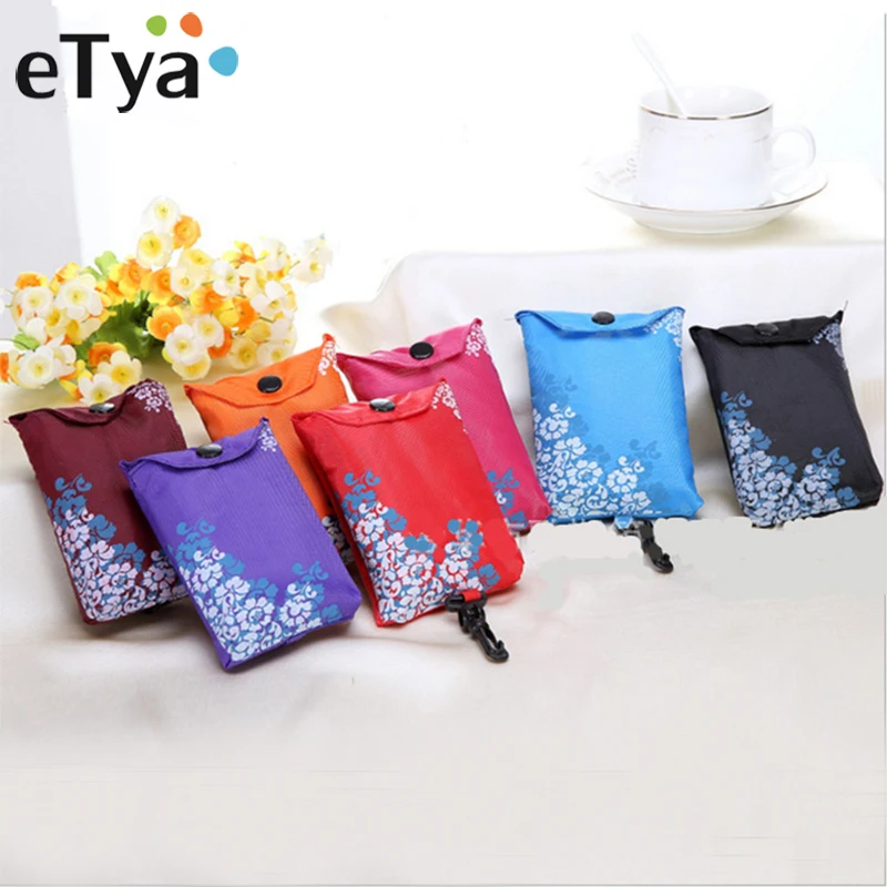 

Fashion Printing Foldable Recycle Eco Shopping Bag Tote Folding Pouch New Hot Sale Handbags Large Capacity Grocery Storage Bags