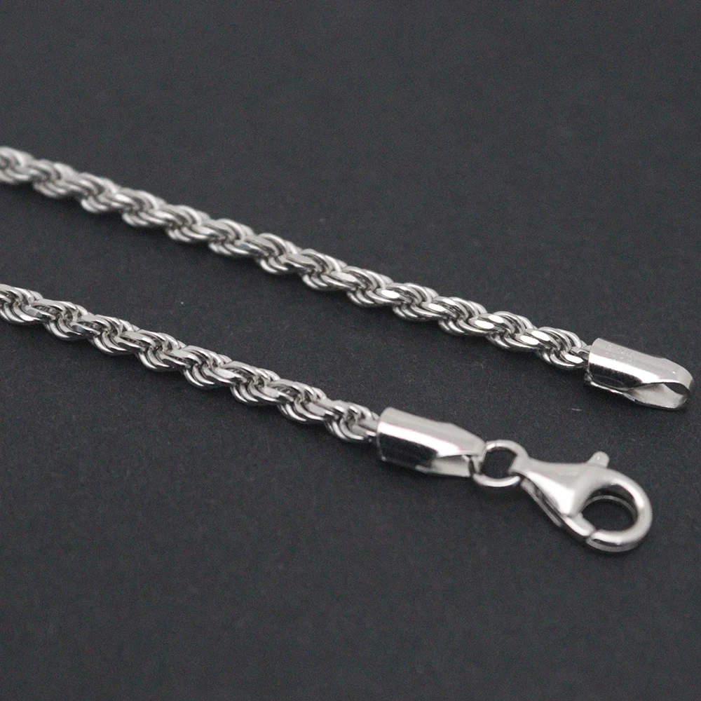 Лидер продаж стерлинговое серебро S925 3 мм веревочная цепочка женское ожерелье с