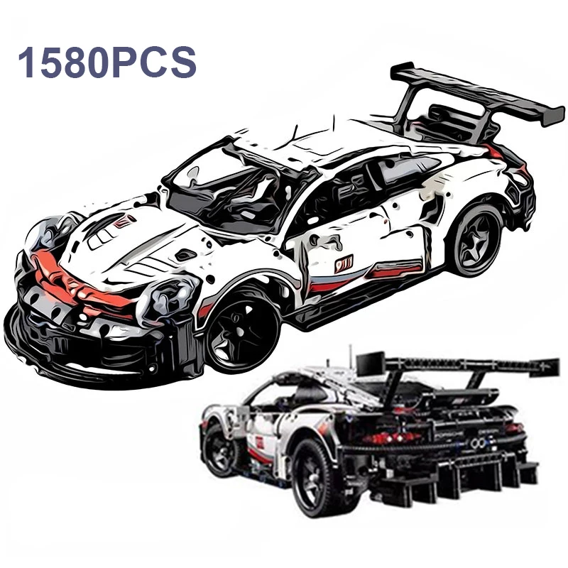 

Технический Супер спортивный автомобиль, Классическая модель Porsche 911 RSR, строительные блоки, кирпичи, развивающие игрушки, подарочный набор, совместим с 42096