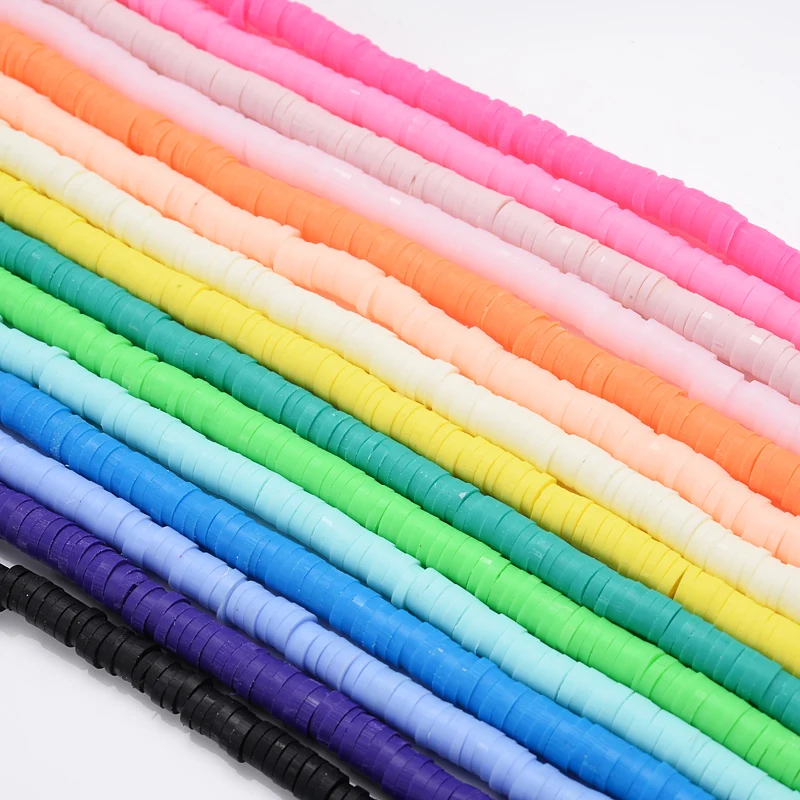 

350pcs/Strip 4mm Polymer Clay Beads Flat Round Loose Spacer Handmade Beads For Jewelry Making DIY Bracelet Handmade Accessories