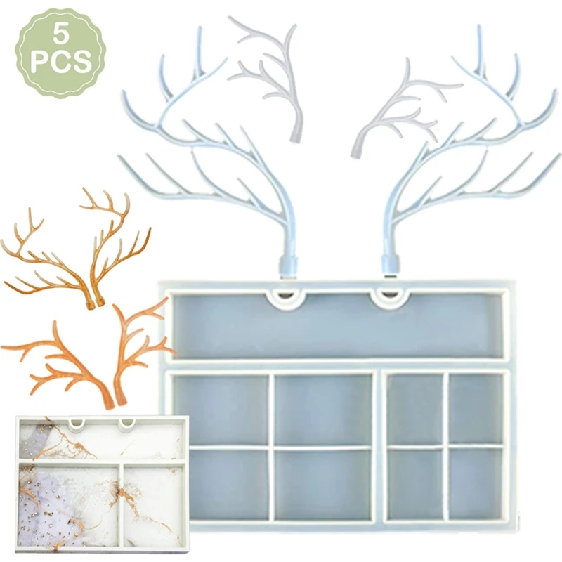 

Deer Stand Resin Molds Antlers Tree Branch Tray Mold Set for Jewelery Holder Organize Jewelry Display Rack Resin Mold T8DE