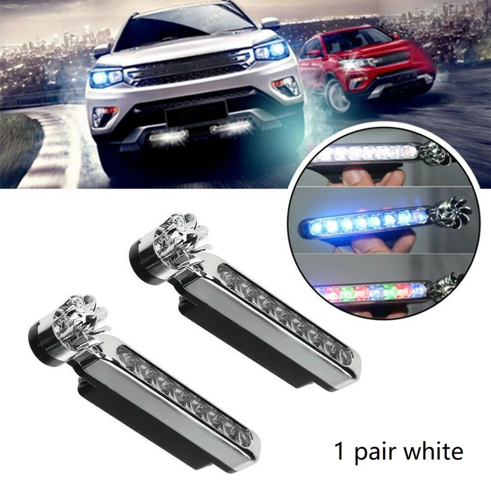 

1 Pair Universal Car LED Daytime Running Lights Decorative Lamps White Wind Powered Decorative Lights 8 High Brightness LED Bead